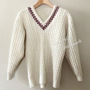 Hand Knitted cream color 100% Wool Sweater M